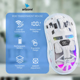 Arizone Wireless Mouse with Bluetooth & 2.4GHz, Rechargeable Type-C Charging, DPI Adjustment, Battery Indicator, Light Mode Switch, Forward/Backward Buttons