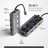 ARIZONE USB C Hub, PD Charging Support 4K HD Multiport Docking Station Plug and Play Storage Card Reader for Laptop for OS X (10 in 1 100M Network Port)