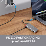 Arizone® USB HUB BS10A (10 IN 1) 3*USB 3.0/HDMI/RJ45/VGA/USB-C PD/SD/TF/3.5mm 1000Mbps