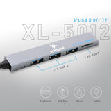 Arizone® USB HUB XL-5012 (4 PORT COMBO) 3*USB 2.0/1*TF