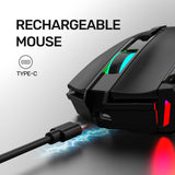 Arizone Dual Mode Wireless Mouse with Bluetooth & 2.4GHz, DPI Adjustment, Mute Click, Light Mode Switch, and Forward/Backward Buttons