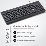 UP Wired Keyboard with Full Range of 104 Keys, USB Plug and Play, Arabic&English Layout Black For PC/Laptop