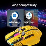 Arizone Tri-Mode Gaming Mouse with RGB Light, Fire Button, CPI Cycle, Bluetooth & 2.4GHz Wireless, USB Type-C Rechargeable Mouse with Forward/Backward Buttons